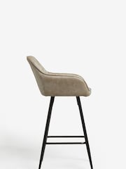 Monza Faux Leather Mink Hamilton Fixed Height Quilted Kitchen Bar Stool - Image 3 of 8