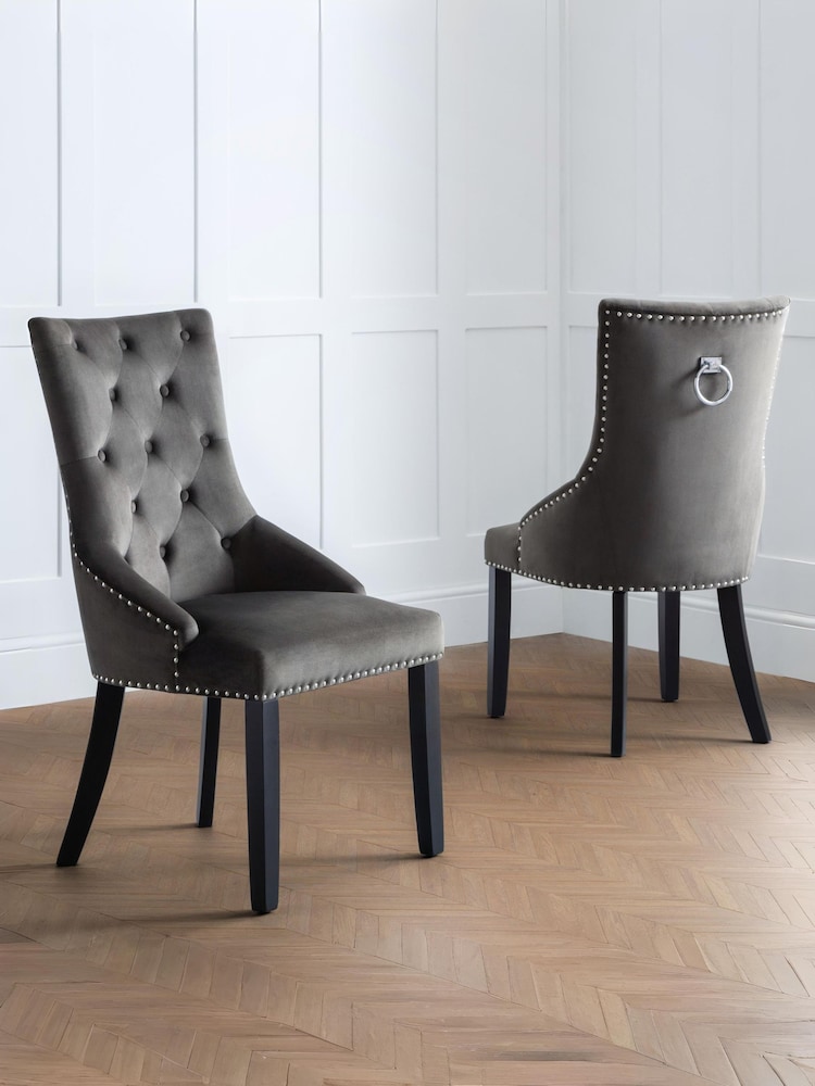 Julian Bowen Set of 2 Grey Veneto Knockerback Chairs - Image 1 of 8