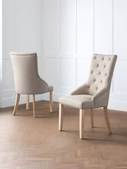 Julian Bowen Cream Set Of 2 Loire Button back Chairs - Image 1 of 4
