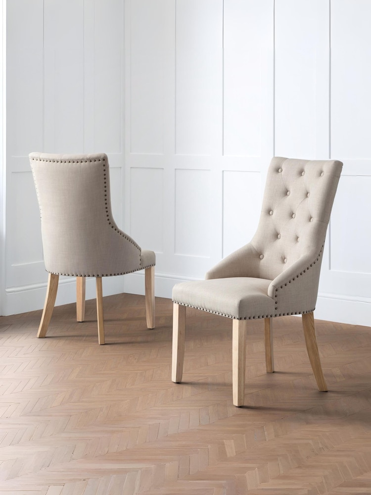 Julian Bowen Cream Set Of 2 Loire Button back Chairs - Image 1 of 4