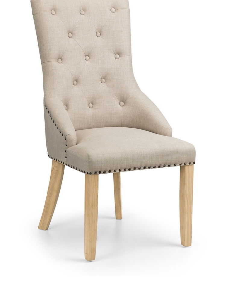Julian Bowen Cream Set Of 2 Loire Button back Chairs - Image 2 of 4