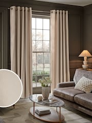 Natural Oatmeal Matte Velvet Super Thermal Curtains - Image 1 of 6