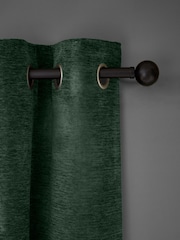 Green Soft Touch Chenille Lined Eyelet Curtains - Image 4 of 6