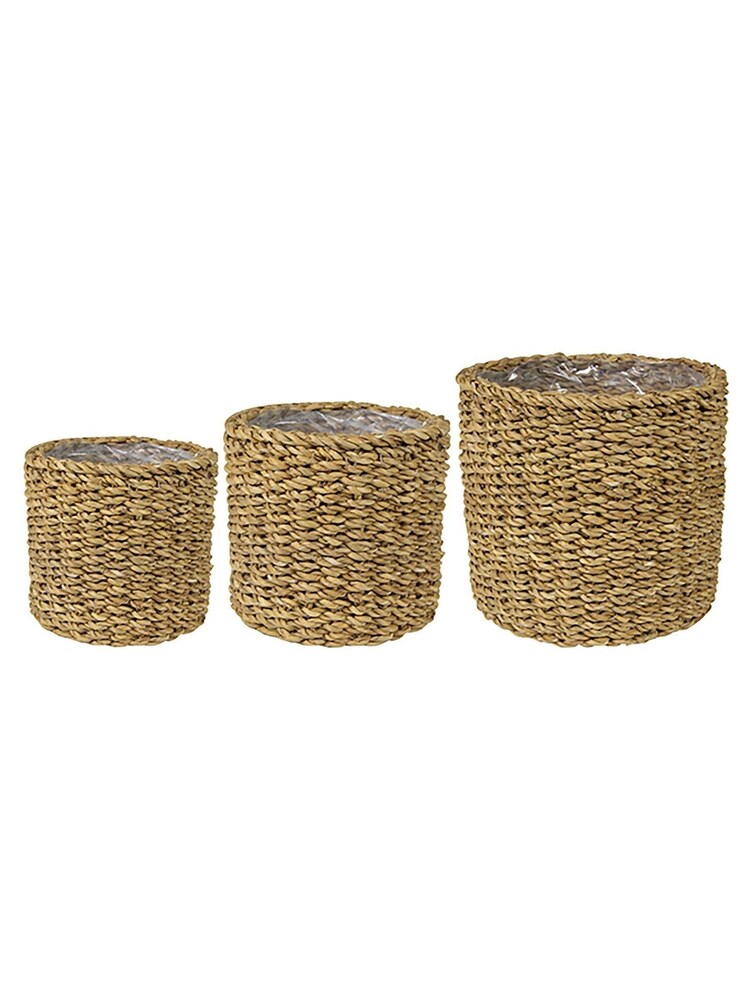 Ivyline Set of 3 Natural Garden Oslo Seagrass Lined Planters - Image 1 of 2