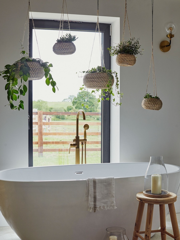 Ivyline Set of 2 Natural Garden Hanging Seagrass Planters - Image 1 of 2
