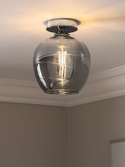 Smoke Grey Drizzle Flush Ceiling Light - Image 1 of 7