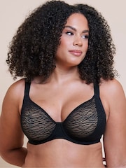 Curvy Kate Black Smoothie Lace Moulded Balcony Bra - Image 1 of 4
