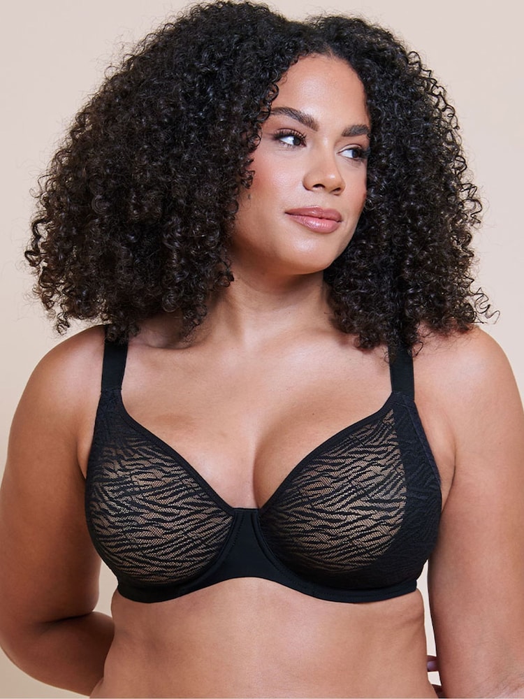 Curvy Kate Black Smoothie Lace Moulded Balcony Bra - Image 1 of 4