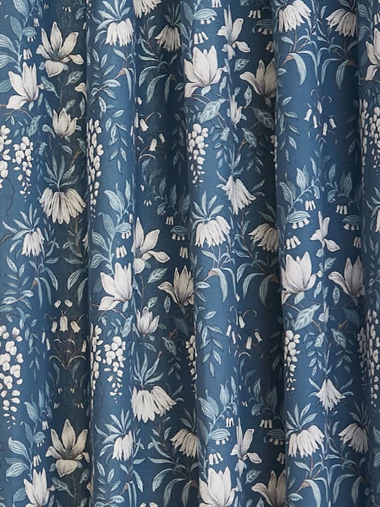 Laura Ashley Seaspray Blue Parterre Lined 100% Cotton Eyelet Curtains - Image 2 of 2