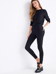 Black Fly Fasten Jersey Denim Leggings - Image 3 of 5
