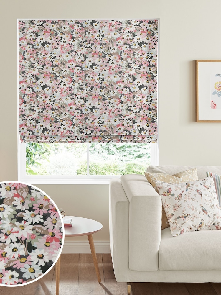 Cath Kidston Pink/White 100% Cotton Painted Daisy Made To Measure Roman Blind - Image 1 of 4
