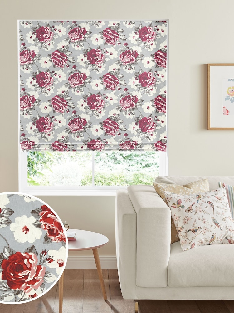 Cath Kidston Red 100% Cotton Rose Bloom Made To Measure Roman Blind - Image 1 of 4