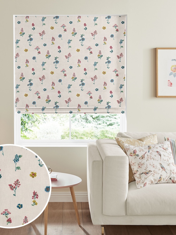 Cath Kidston Cream Sprig Twilight Made To Measure Roman 100% Cotton Blind - Image 1 of 4