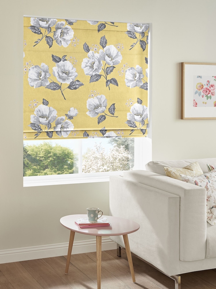 Cath Kidston Yellow 100% Cotton Wild Poppies Made To Measure Roman Blind - Image 2 of 5