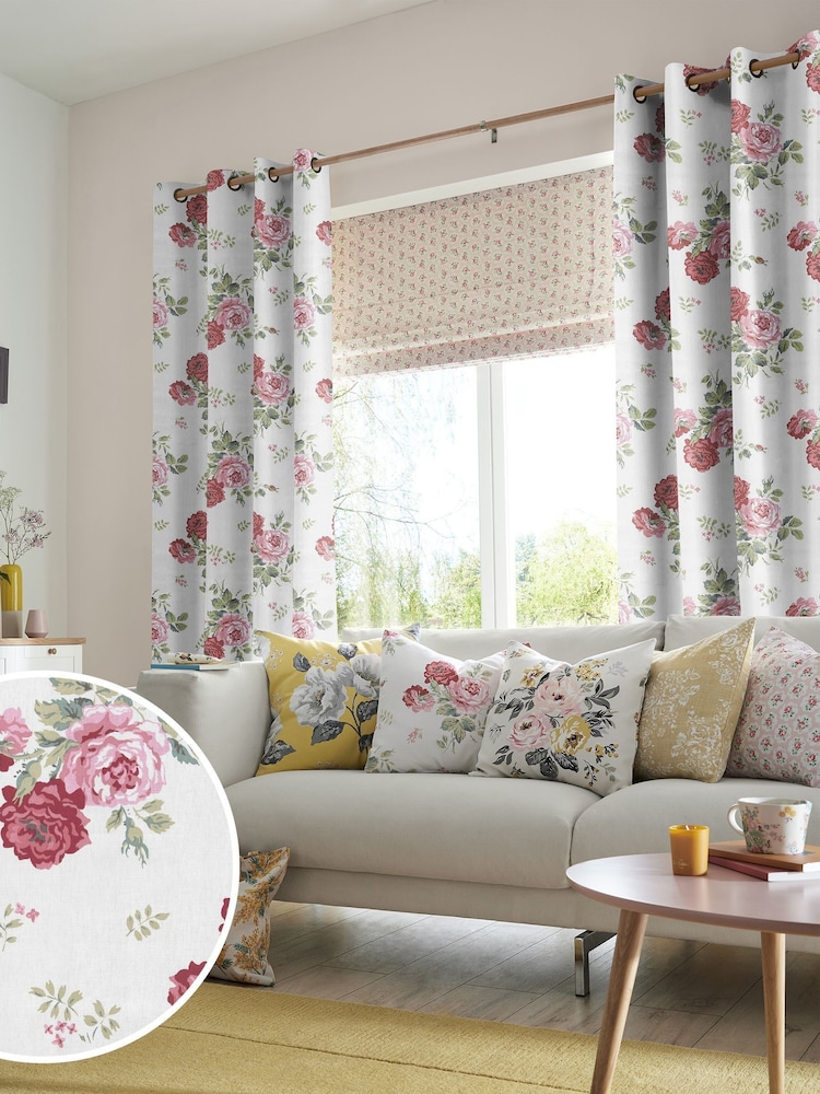 Cath Kidston Pink Antique Rose Made To Measure 100% Cotton Curtains - Image 1 of 7