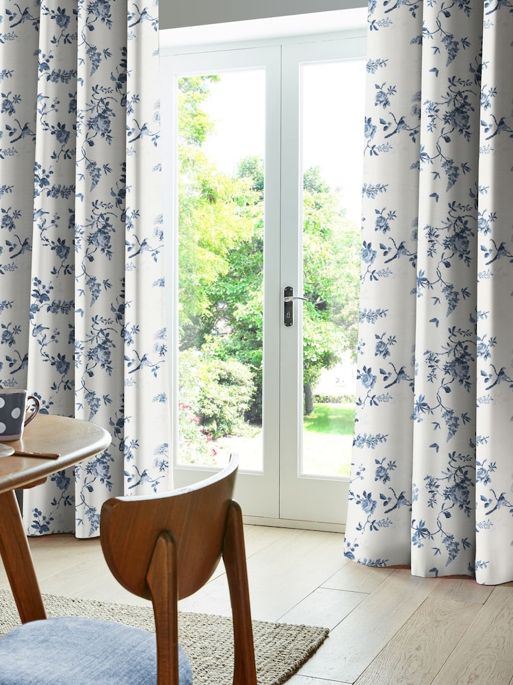 Cath Kidston Blue Birds & Roses Made To Measure 100% Cotton Curtains - Image 2 of 6