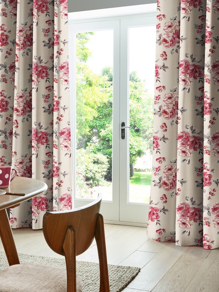Cath Kidston Cream Brampton Bunch Raspberry Made To Measure 100% Cotton Curtains - Image 2 of 6