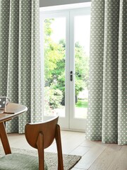 Cath Kidston Green Button Spot Made To Measure 100% Cotton Curtains - Image 2 of 6