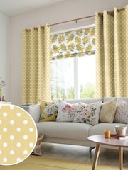 Cath Kidston Yellow Button Spot Made To Measure 100% Cotton Curtains - Image 1 of 6
