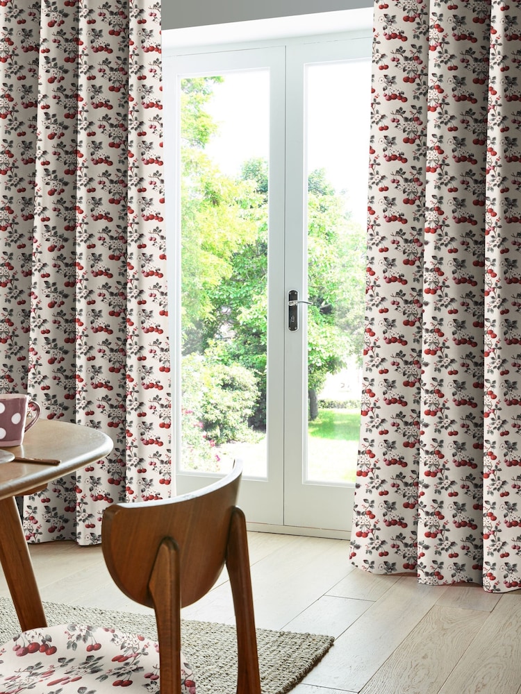 Cath Kidston Pink Cherry Sprig Made To Measure 100% Cotton Curtains - Image 2 of 6