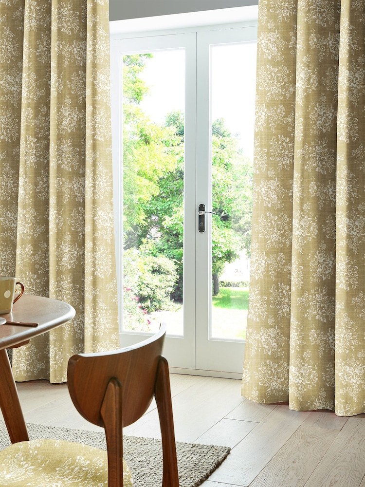 Cath Kidston Yellow Washed Rose Made To Measure 100% Cotton Curtains - Image 2 of 6