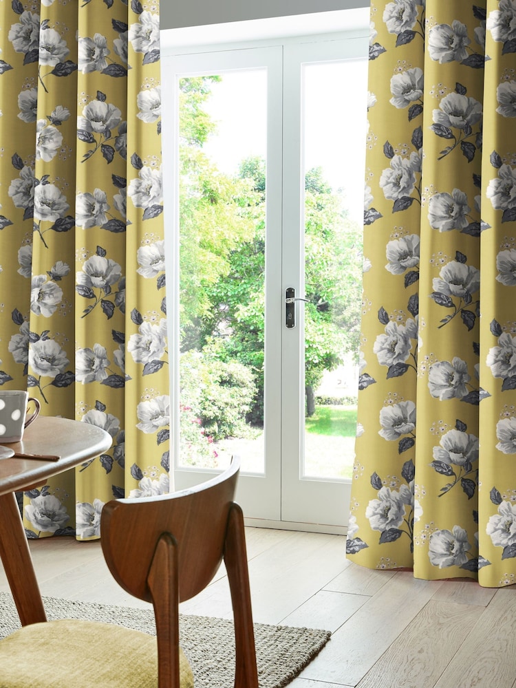Cath Kidston Yellow Wild Poppies Made To Measure 100% Cotton Curtains - Image 2 of 6
