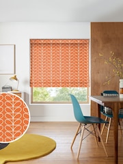 Orla Kiely Orange Linear Stem Made To Measure Roman 100% Cotton Blind - Image 1 of 6