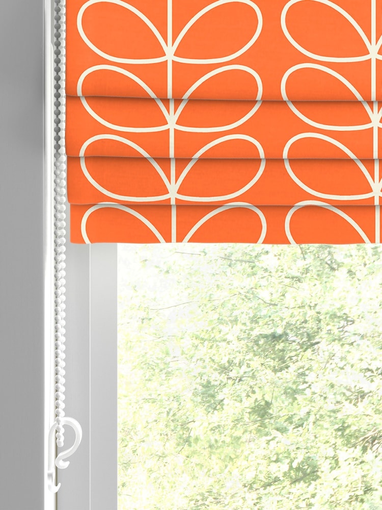 Orla Kiely Orange Linear Stem Made To Measure Roman 100% Cotton Blind - Image 2 of 6
