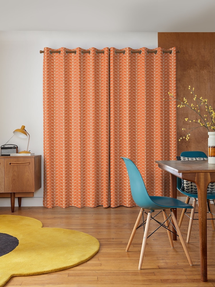 Orla Kiely Orange Linear Stem Made To Measure 100% Cotton Curtains - Image 2 of 9
