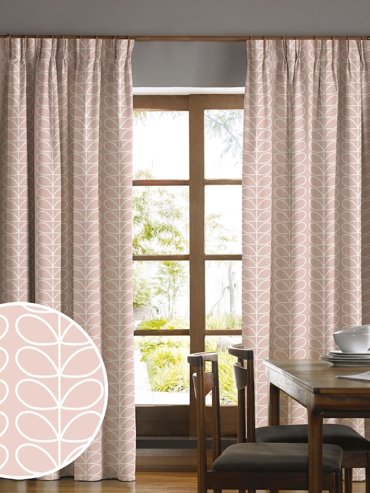Orla Kiely Pink Linear Stem Made To Measure 100% Cotton Curtains - Image 1 of 5