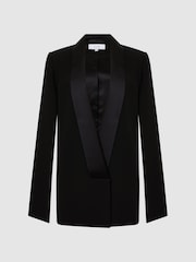 Reiss Black Yana Tuxedo Cape Blazer - Image 2 of 7