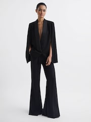 Reiss Black Yana Tuxedo Cape Blazer - Image 3 of 7