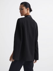 Reiss Black Yana Tuxedo Cape Blazer - Image 5 of 7