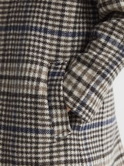 Reiss Brown Check Jojo 9-12 yrs Single Breasted Raglan Overcoat - Image 7 of 8