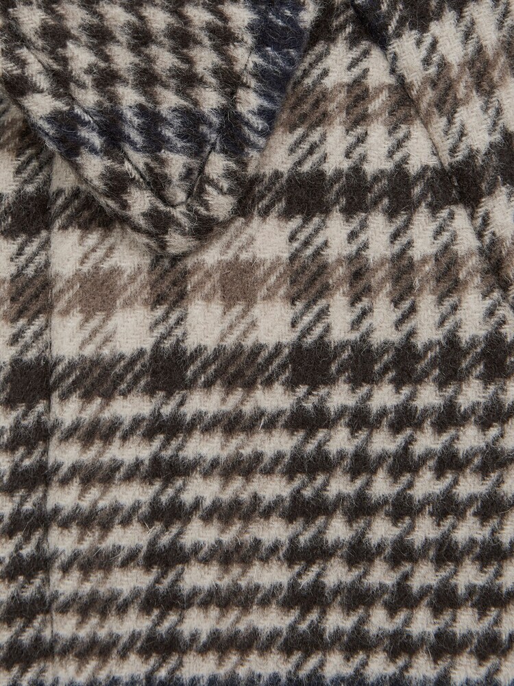 Reiss Brown Check Jojo Junior Single Breasted Raglan Overcoat - Image 8 of 8