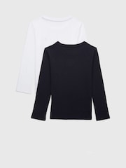 Tommy Hilfiger Black/White Original Long Sleeve 100% Cotton T-Shirts 2 Pack - Image 1 of 6