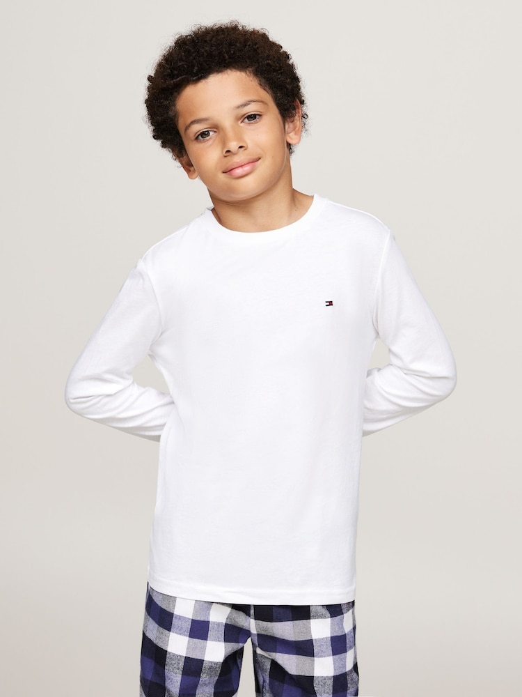 Tommy Hilfiger Black/White Original Long Sleeve 100% Cotton T-Shirts 2 Pack - Image 2 of 6