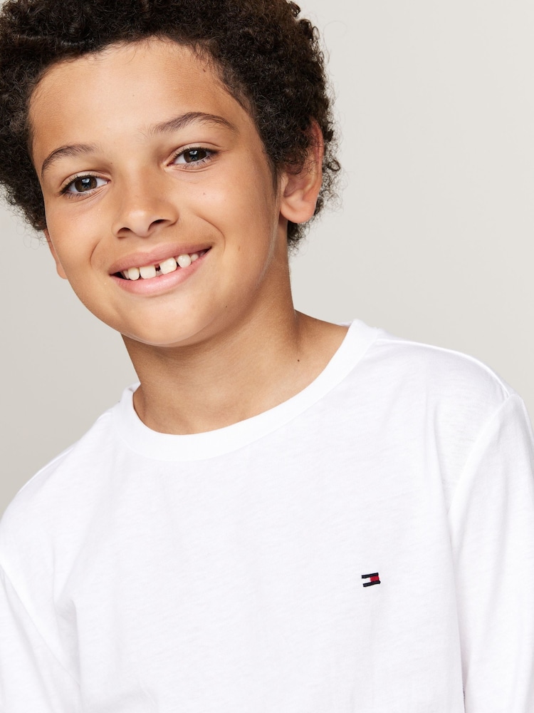 Tommy Hilfiger Black/White Original Long Sleeve 100% Cotton T-Shirts 2 Pack - Image 4 of 6