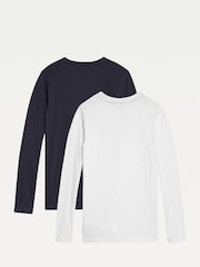 Tommy Hilfiger Black/White Original Long Sleeve 100% Cotton T-Shirts 2 Pack - Image 5 of 6