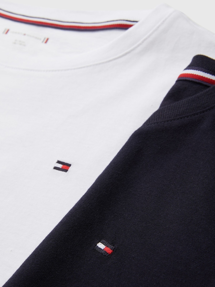 Tommy Hilfiger Black/White Original Long Sleeve 100% Cotton T-Shirts 2 Pack - Image 6 of 6