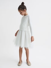 Reiss Ivory Matilda 9-12 yrs V-Neck Wrap Cardigan - Image 1 of 6