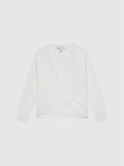 Reiss Ivory Matilda 9-12 yrs V-Neck Wrap Cardigan - Image 2 of 6