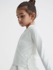 Reiss Ivory Matilda 9-12 yrs V-Neck Wrap Cardigan - Image 4 of 6