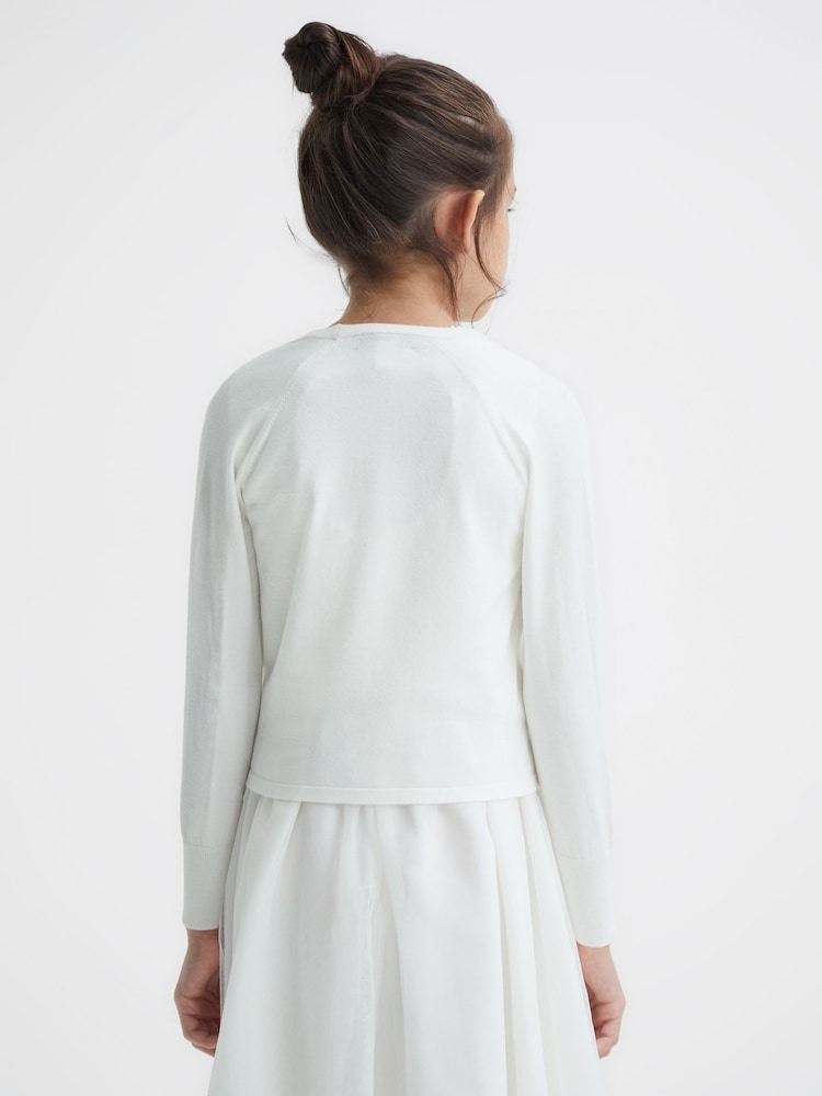 Reiss Ivory Matilda 9-12 yrs V-Neck Wrap Cardigan - Image 5 of 6