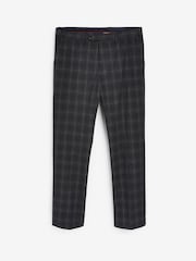 Dark Grey Regular Fit Check Motion Flex Stretch Trousers - Image 1 of 4