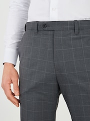 Grey Slim Fit Motion Flex Wool Blend Check Trousers - Image 3 of 6