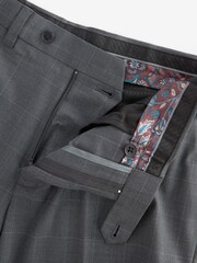 Grey Slim Fit Motion Flex Wool Blend Check Trousers - Image 4 of 6