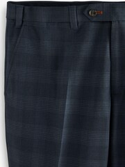 Navy Slim Tapered Check Motion Flex Stretch Trousers - Image 3 of 3