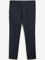 Navy Skinny Fit Motion Flex Check Trousers With Elasticated Waist - Image 1 of 3