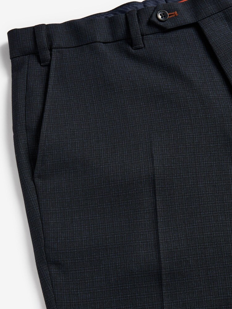 Navy Skinny Fit Motion Flex Check Trousers With Elasticated Waist - Image 2 of 3